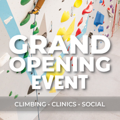 climbing wall background with white lettering